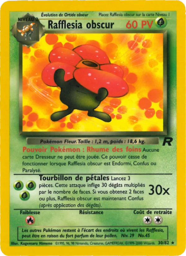 Carte Pokémon Rafflesia obscur 30/82 de l'extension Team Rocket