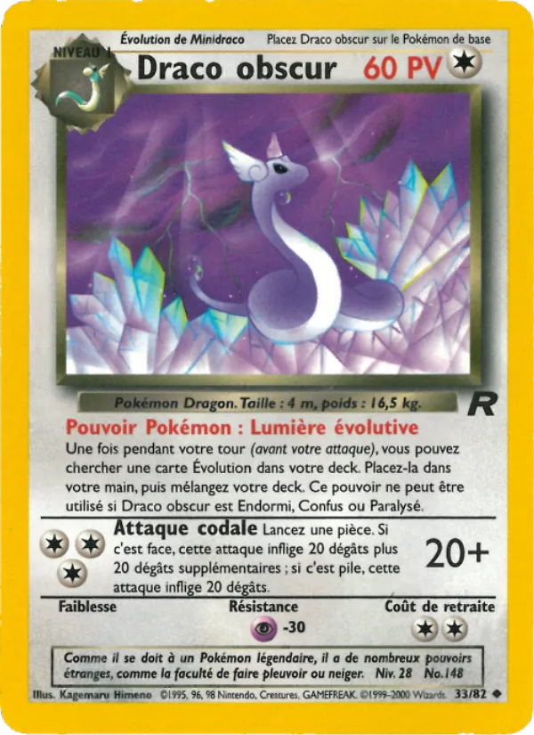 Carte Pokémon Draco obscur 33/82 de l'extension Team Rocket