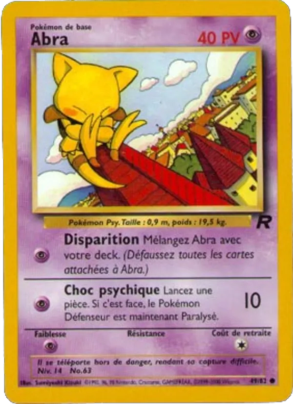 Carte Pokémon Abra 49/82 de l'extension Team Rocket