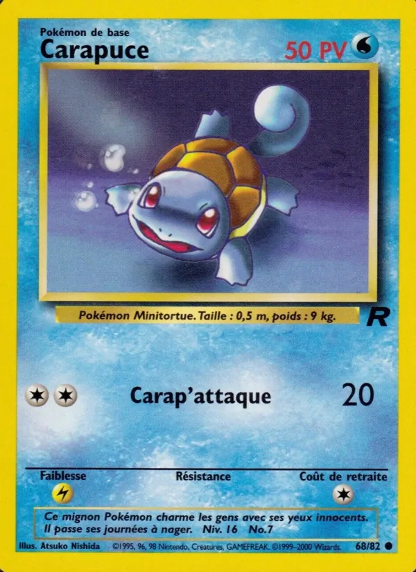 Carte Pokémon Carapuce 68/82 de l'extension Team Rocket