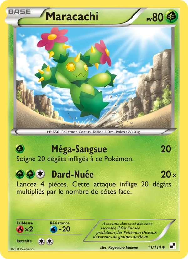 Carte Pokémon Maracachi 11/114 de l'extension Noir & Blanc