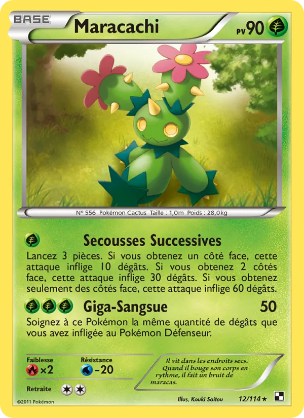 Carte Pokémon Maracachi 12/114 de l'extension Noir & Blanc