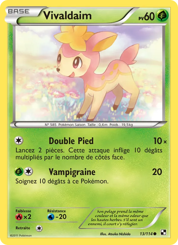 Carte Pokémon Vivaldaim 13/114 de l'extension Noir & Blanc