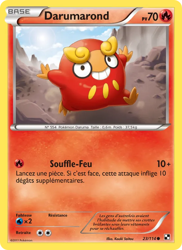 Carte Pokémon Darumarond 23/114 de l'extension Noir & Blanc