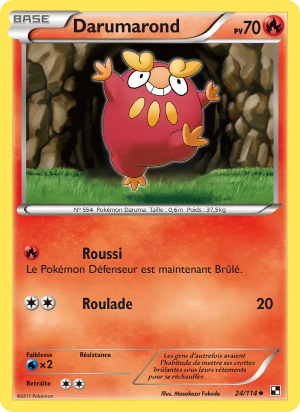 Carte Pokémon Darumarond 24/114 de l'extension Noir & Blanc