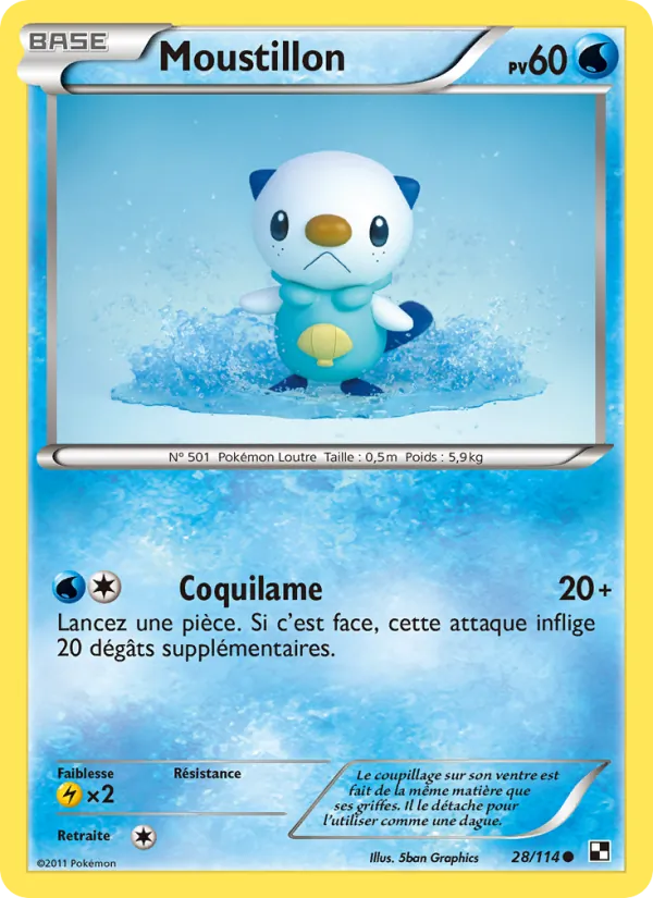 Carte Pokémon Moustillon 28/114 de l'extension Noir & Blanc