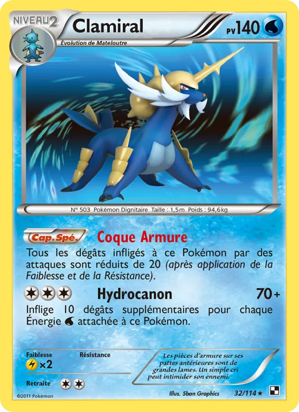 Carte Pokémon Clamiral 32/114 de l'extension Noir & Blanc