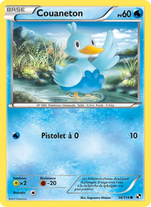 Carte Pokémon Couaneton 36/114 de l'extension Noir & Blanc