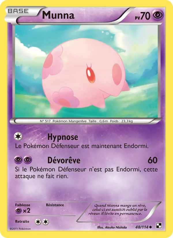 Carte Pokémon Munna 48/114 de l'extension Noir & Blanc