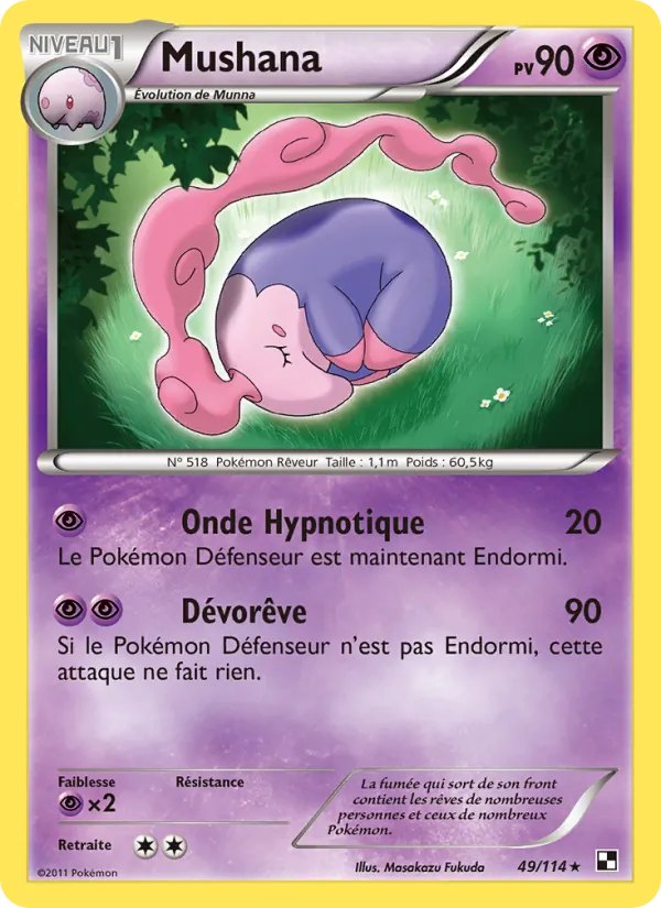 Carte Pokémon Mushana 49/114 de l'extension Noir & Blanc