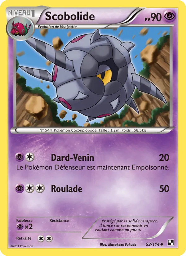 Carte Pokémon Scobolide 53/114 de l'extension Noir & Blanc
