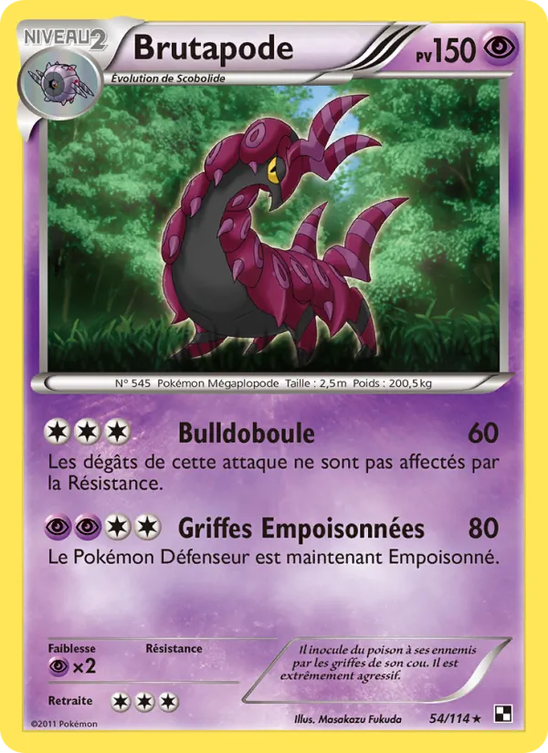 Carte Pokémon Brutapode 54/114 de l'extension Noir & Blanc