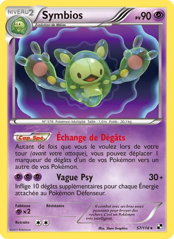 Carte Pokémon Symbios 57/114 de l'extension Noir & Blanc