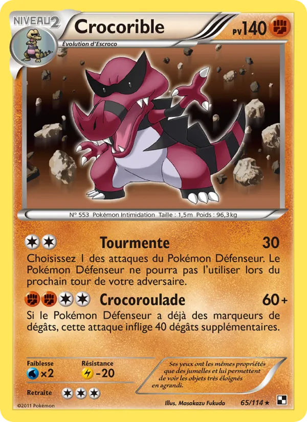 Carte Pokémon Crocorible 65/114 de l'extension Noir & Blanc