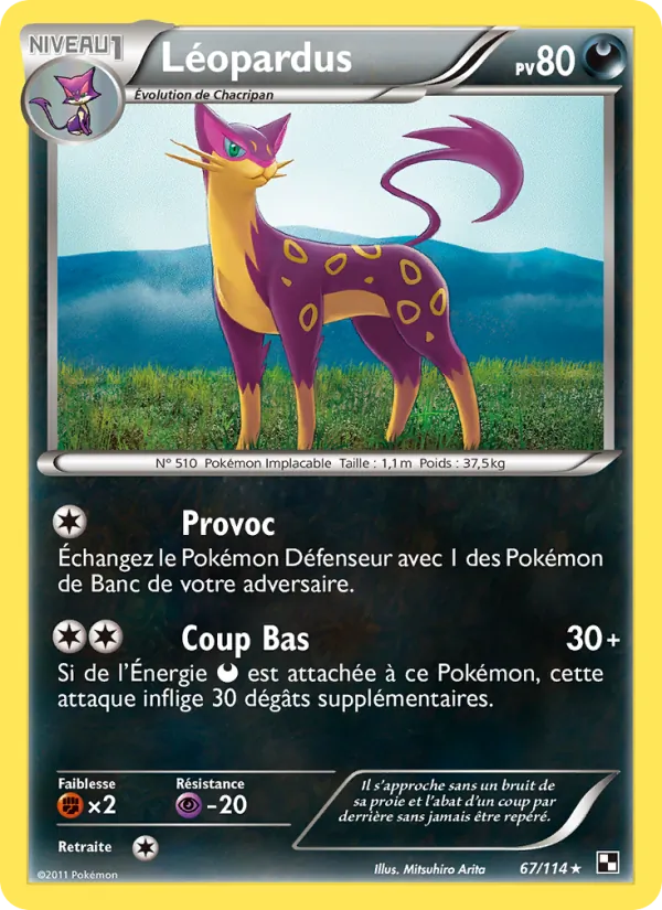 Carte Pokémon Léopardus 67/114 de l'extension Noir & Blanc