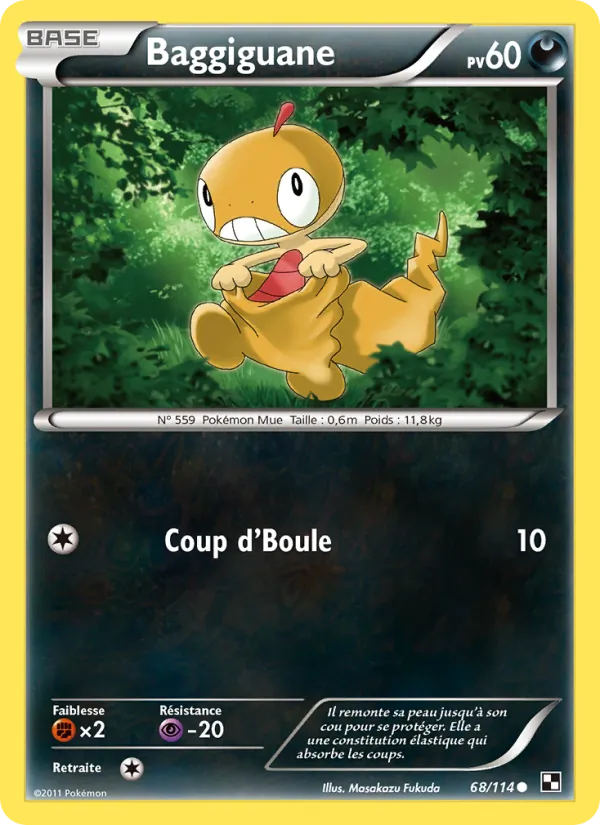 Carte Pokémon Baggiguane 68/114 de l'extension Noir & Blanc