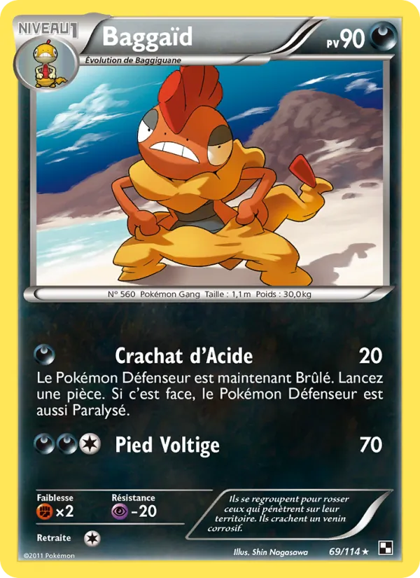 Carte Pokémon Baggaïd 69/114 de l'extension Noir & Blanc