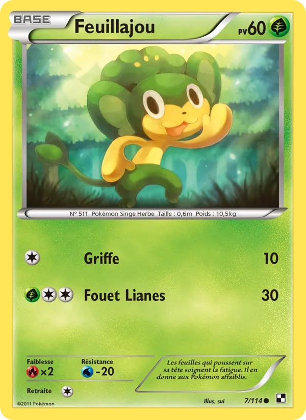 Carte Pokémon Feuillajou 7/114 de l'extension Noir & Blanc