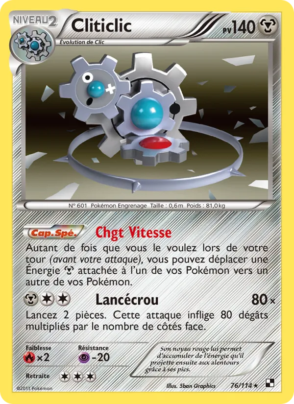 Carte Pokémon Cliticlic 76/114 de l'extension Noir & Blanc