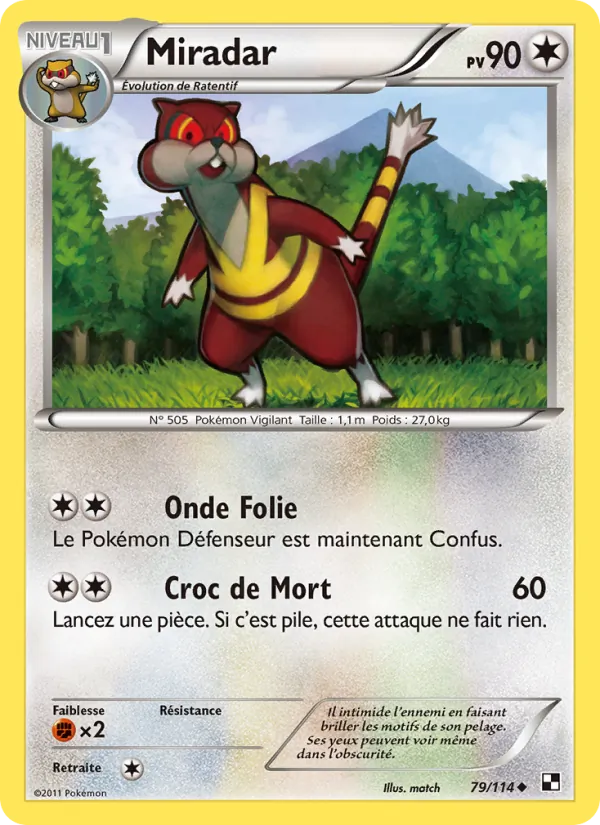 Carte Pokémon Miradar 79/114 de l'extension Noir & Blanc