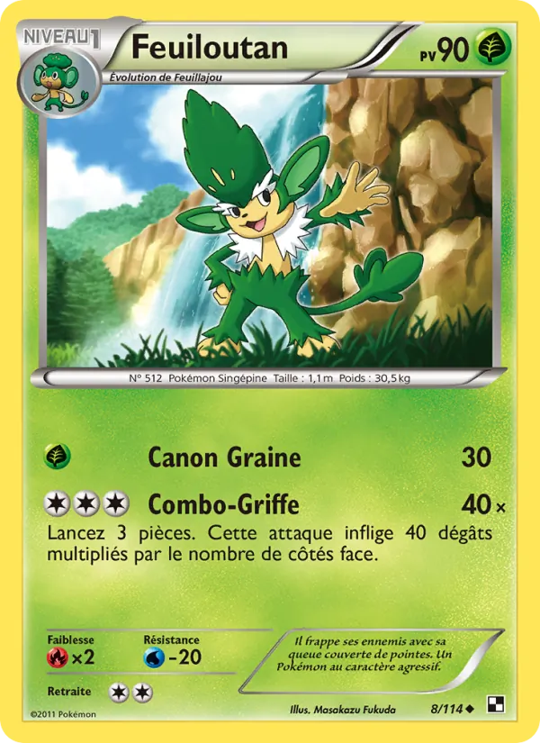 Carte Pokémon Feuiloutan 8/114 de l'extension Noir & Blanc