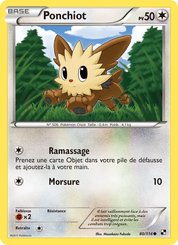 Carte Pokémon Ponchiot 80/114 de l'extension Noir & Blanc