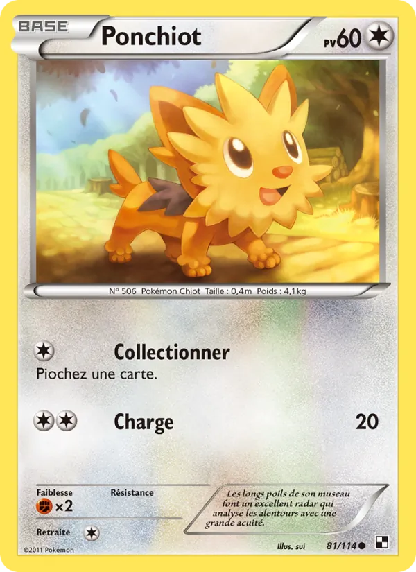 Carte Pokémon Ponchiot 81/114 de l'extension Noir & Blanc
