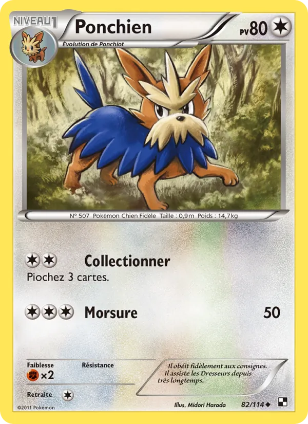 Carte Pokémon Ponchien 82/114 de l'extension Noir & Blanc