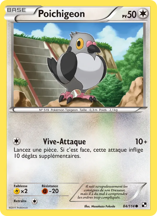 Carte Pokémon Poichigeon 84/114 de l'extension Noir & Blanc