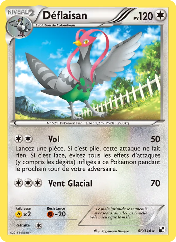 Carte Pokémon Déflaisan 86/114 de l'extension Noir & Blanc