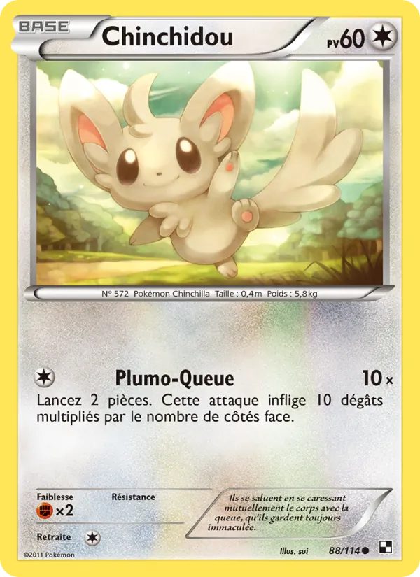 Carte Pokémon Chinchidou 88/114 de l'extension Noir & Blanc