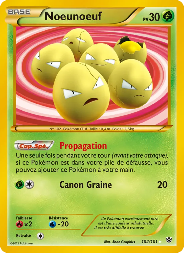 Carte Pokémon Noeunoeuf 102/101 de l'extension Explosion Plasma