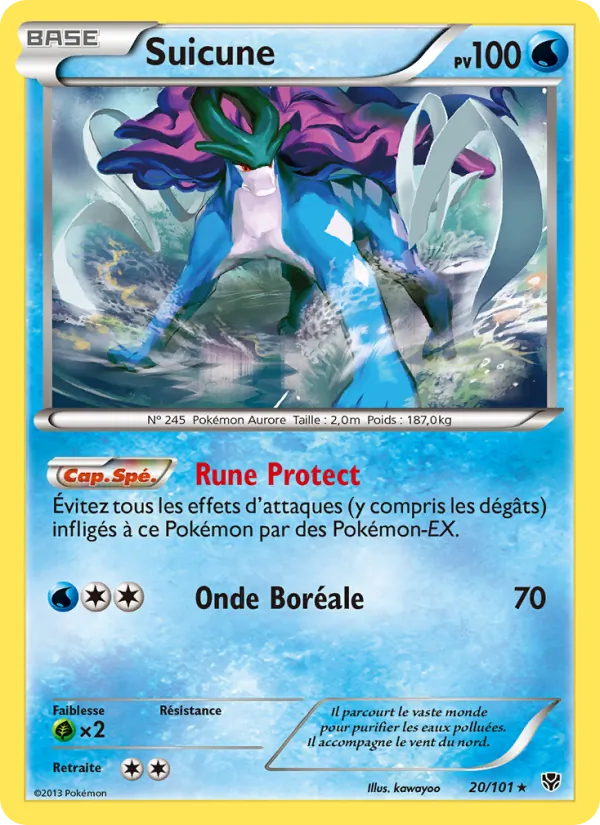 Carte Pokémon Suicune 20/101 de l'extension Explosion Plasma