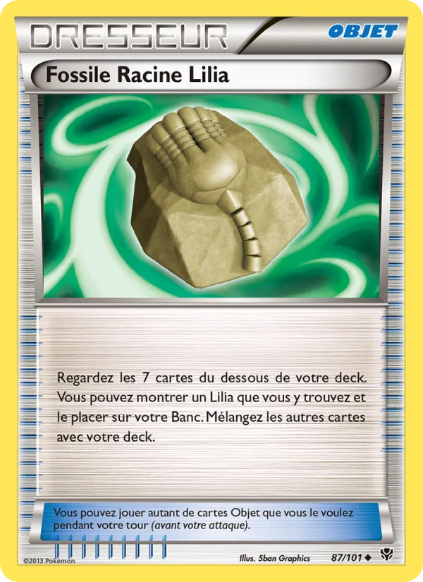 Carte Pokémon Fossile Racine Lilia 87/101 de l'extension Explosion Plasma