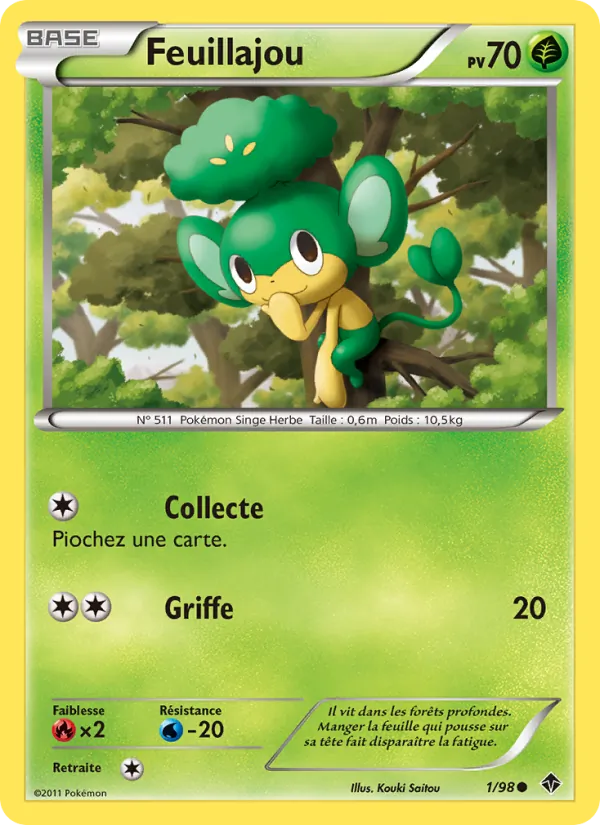 Carte Pokémon Feuillajou 1/98 de l'extension Pouvoirs Émergents