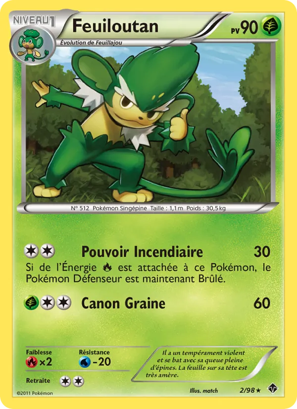 Carte Pokémon Feuiloutan 2/98 de l'extension Pouvoirs Émergents
