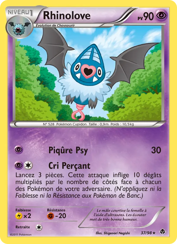Carte Pokémon Rhinolove 37/98 de l'extension Pouvoirs Émergents