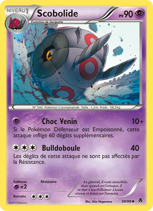 Carte Pokémon Scobolide 39/98 de l'extension Pouvoirs Émergents