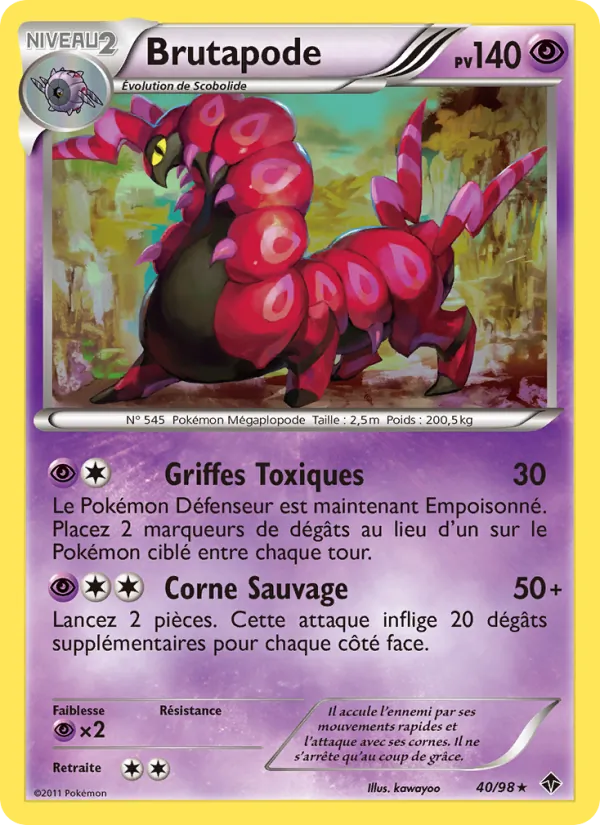 Carte Pokémon Brutapode 40/98 de l'extension Pouvoirs Émergents