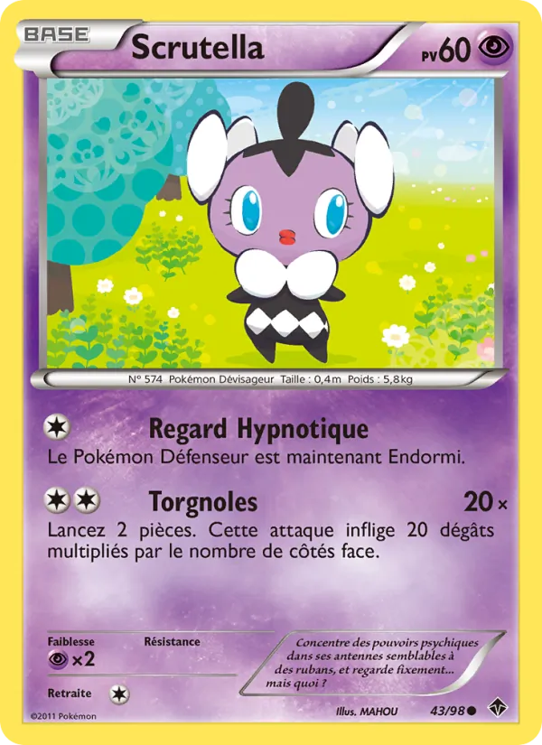 Carte Pokémon Scrutella 43/98 de l'extension Pouvoirs Émergents