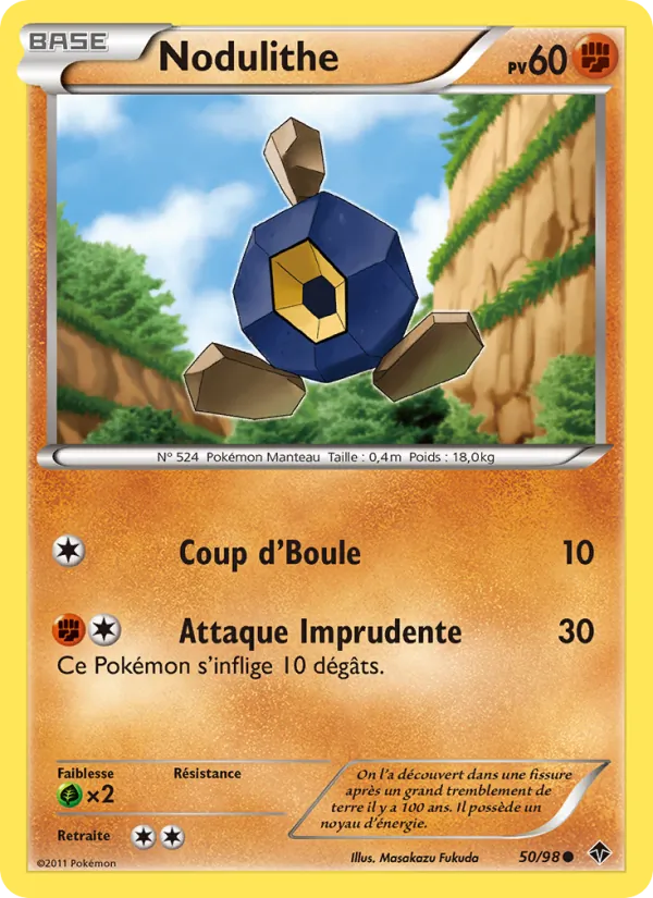 Carte Pokémon Nodulithe 50/98 de l'extension Pouvoirs Émergents