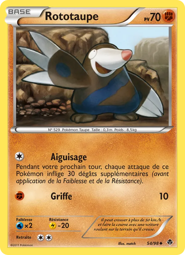 Carte Pokémon Rototaupe 54/98 de l'extension Pouvoirs Émergents