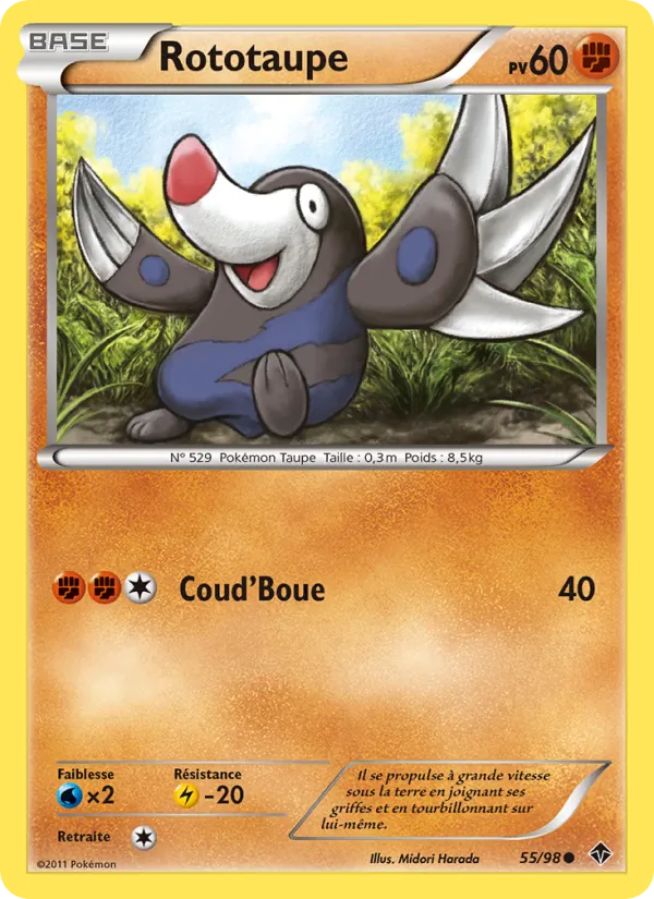 Carte Pokémon Rototaupe 55/98 de l'extension Pouvoirs Émergents
