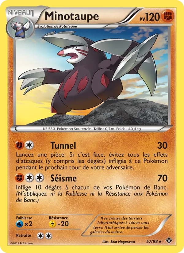 Carte Pokémon Minotaupe 57/98 de l'extension Pouvoirs Émergents
