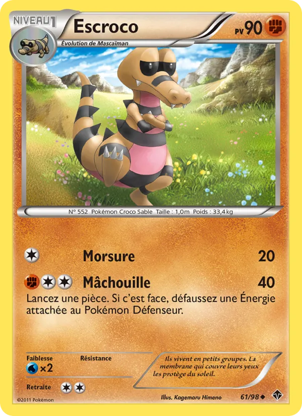 Carte Pokémon Escroco 61/98 de l'extension Pouvoirs Émergents