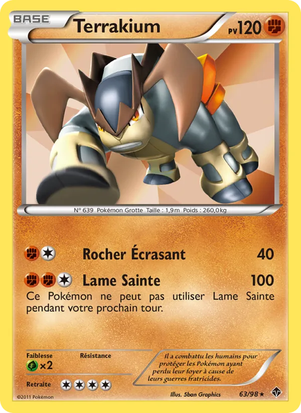 Carte Pokémon Terrakium 63/98 de l'extension Pouvoirs Émergents