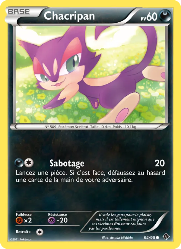 Carte Pokémon Chacripan 64/98 de l'extension Pouvoirs Émergents