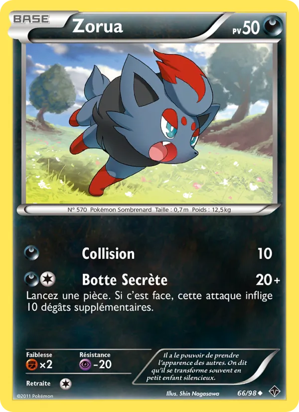 Carte Pokémon Zorua 66/98 de l'extension Pouvoirs Émergents