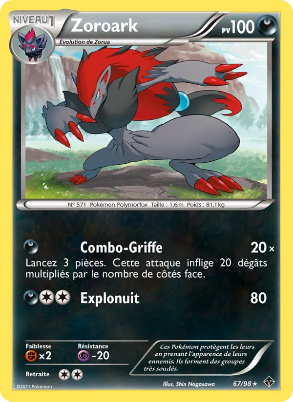 Carte Pokémon Zoroark 67/98 de l'extension Pouvoirs Émergents