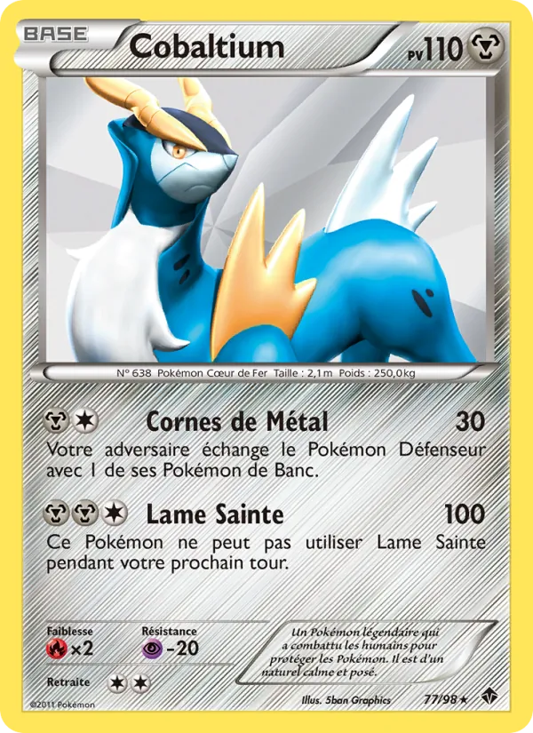 Carte Pokémon Cobaltium 77/98 de l'extension Pouvoirs Émergents